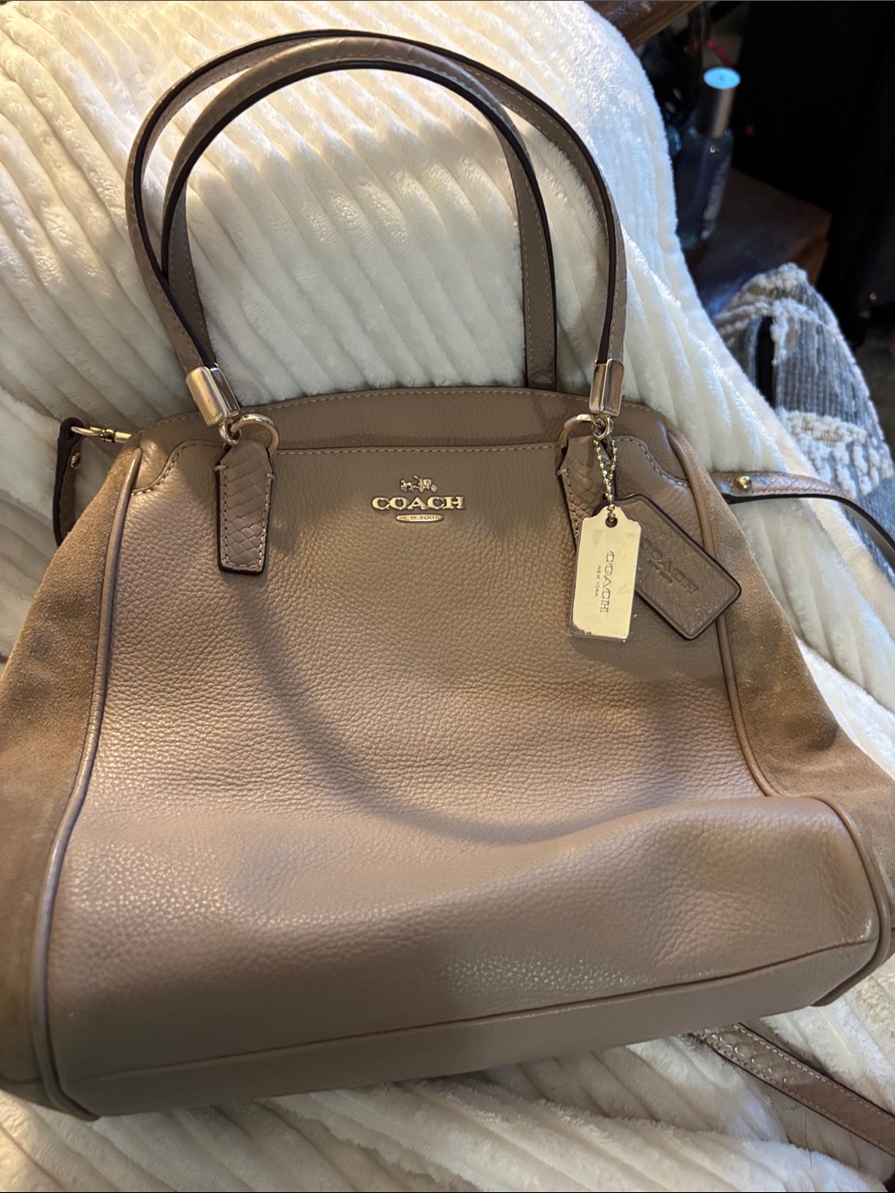 Coach satchel with suede sides